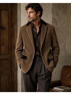 Dolce&Gabbana Men's VTG SZ 48" Chest Cotton Corduroy 2 Button Blazer In Brown